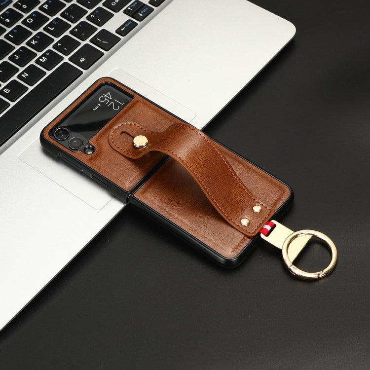 For Samsung Galaxy Z Flip4 Wristband Leather Back Phone Case(Brown) - free shipping - PMC TechLife - Order now!