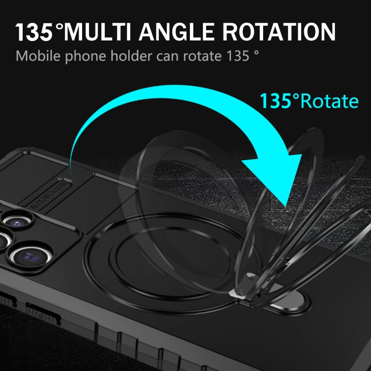 For Samsung Galaxy S22 Ultra 5G MagSafe Magnetic Holder Phone Case(Black) - Galaxy S22 Ultra 5G Cases by PMC TechLife | Online Shopping South Africa | PMC TechLife