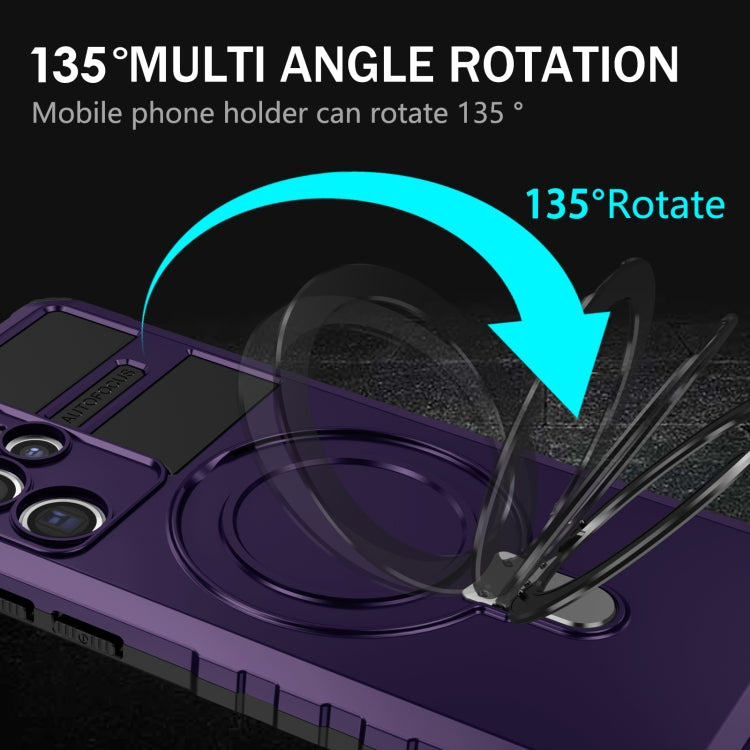 For Samsung Galaxy S22 Ultra 5G MagSafe Magnetic Holder Phone Case(Purple) - Galaxy S22 Ultra 5G Cases by PMC TechLife | Online Shopping South Africa | PMC TechLife