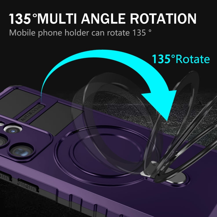 For Samsung Galaxy S23 Ultra 5G MagSafe Magnetic Holder Phone Case(Purple) - Galaxy S23 Ultra 5G Cases by PMC TechLife | Online Shopping South Africa | PMC TechLife