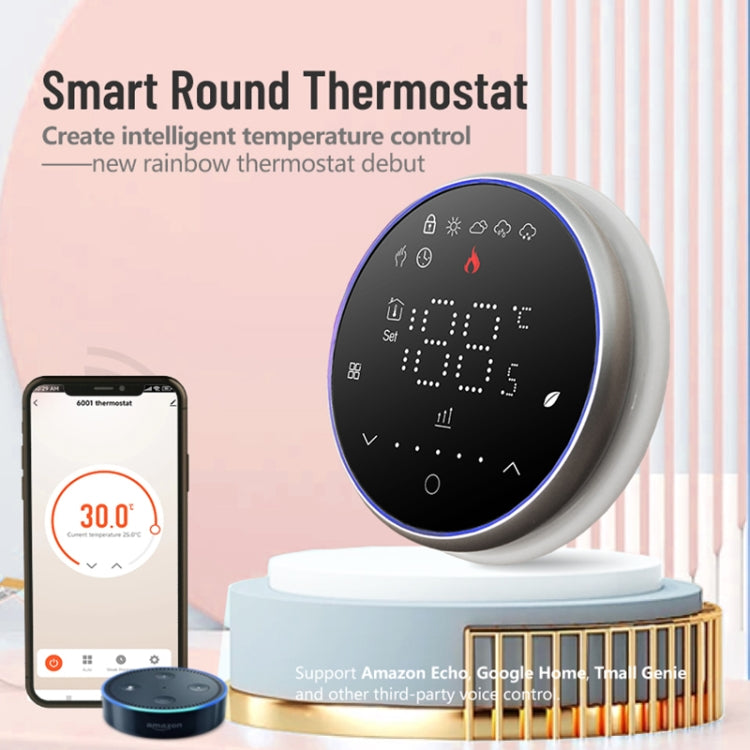 BHT-6001GCL 95-240V AC 5A Smart Round Thermostat Boiler Heating LED Thermostat Without WiFi(White) - Thermostat & Thermometer by PMC TechLife | Online Shopping South Africa | PMC TechLife