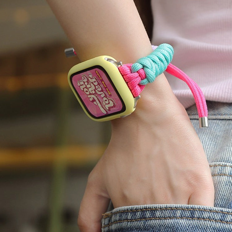 For Apple Watch 4 40mm Twist Knotted Nylon Watch Band(Mint Green Rose Red) - Watch Bands by PMC TechLife | Online Shopping South Africa | PMC TechLife