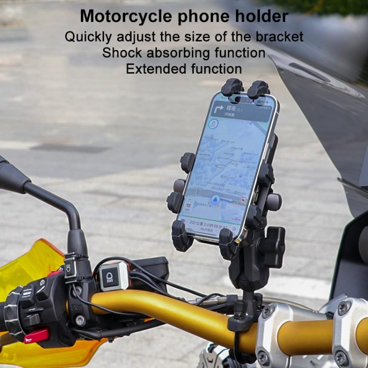 MOTOSLG Crab Motorcycle Phone Clamp Bracket M10 Ballhead Mount(Black) - Holder by MOTOLSG | Online Shopping South Africa | PMC TechLife | Buy Now Pay Later Mobicred
