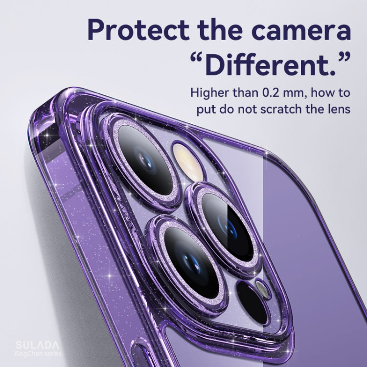 For iPhone 14 Plus SULADA Glittery TPU + Tempered Glass Phone Case(Purple) - iPhone 14 Plus Cases by SULADA | Online Shopping South Africa | PMC TechLife | Buy Now Pay Later Mobicred