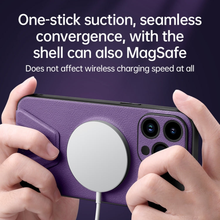 For iPhone 14 Pro Max SULADA Folding Holder Lambskin Texture MagSafe Phone Case(Purple) - iPhone 14 Pro Max Cases by SULADA | Online Shopping South Africa | PMC TechLife
