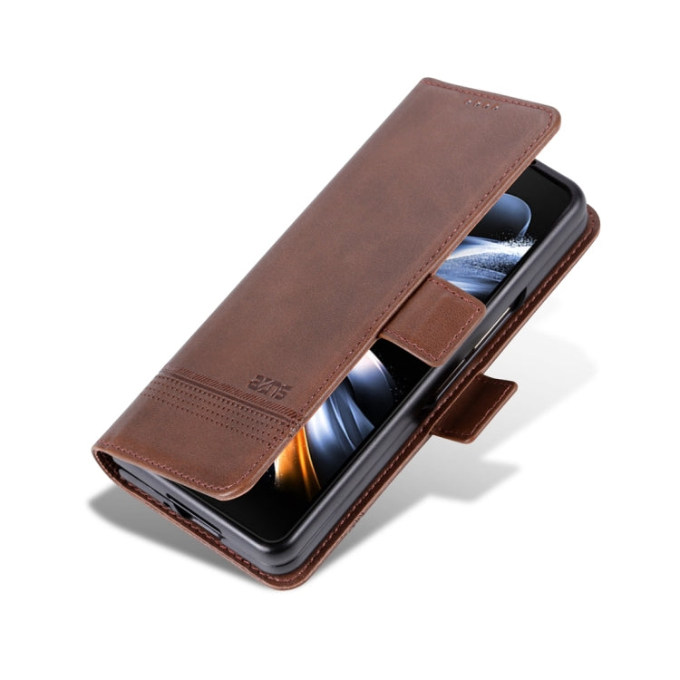 For Samsung Galaxy Z Fold5 5G AZNS Magnetic Calf Texture Flip Leather Phone Case(Dark Brown) - free shipping - PMC TechLife - Order now!