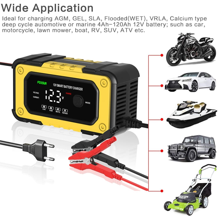 FOXSUR FBC1206E 6A 12V Car / Motorcycle Smart Battery Charger(EU Plug) - Battery Charger by FOXSUR | Online Shopping South Africa | PMC TechLife | Buy Now Pay Later Mobicred