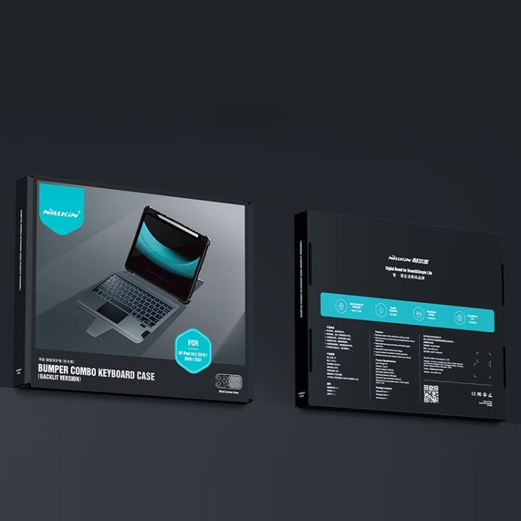 For iPad 10.2 2019/2020/2021 Nillkin Bumper Combo Keyboard Case with Backlight - free shipping - PMC TechLife - Order now!