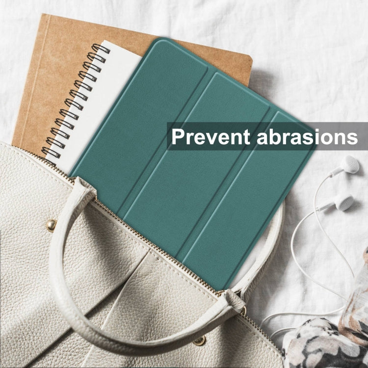 For Samsung Galaxy Tab S10 Ultra / S9 Ultra Custer Pure Color 3-Fold Holder Smart Leather Tablet Case(Dark Green) - free shipping - PMC TechLife - Order now!