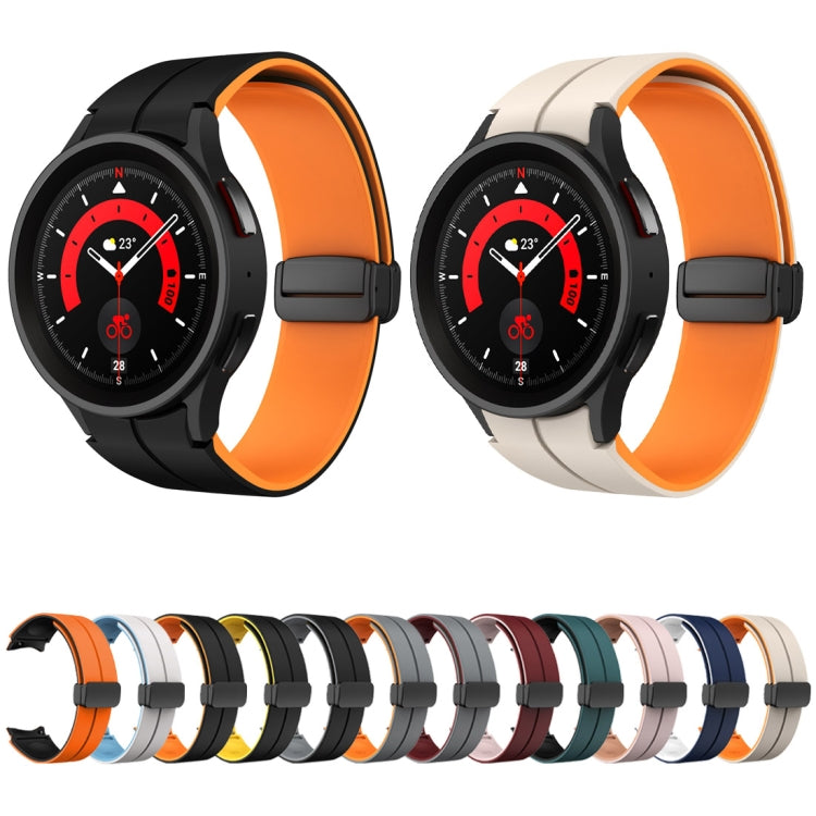 For Samsung Galaxy Watch 6 / 6 Classic Dual Color Magnetic Folding Buckle Silicone Watch Band(Starlight+Orange) - free shipping - PMC TechLife - Order now!