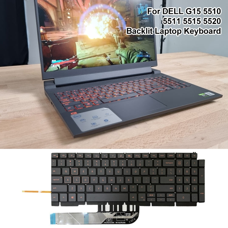 For Dell Inspiron G15 5510 5511 5515 5520 US Version Orange Backlight Laptop Keyboard(Black) - Dell Spare Parts by PMC TechLife | Online Shopping South Africa | PMC TechLife | Buy Now Pay Later Mobicred
