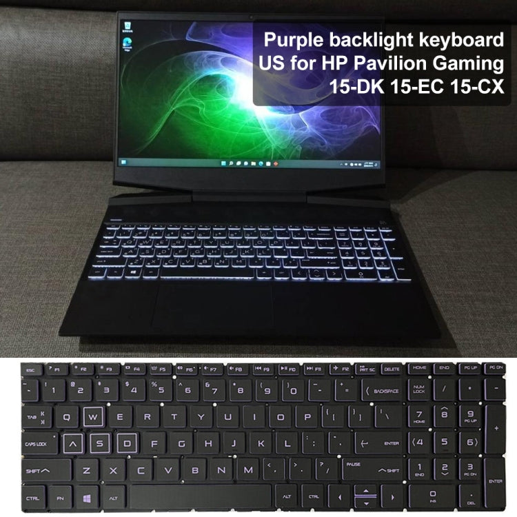 For HP Pavilion Gaming 15-DK US Version Laptop Backlight Keyboard(Purple) - HP Spare Parts by PMC TechLife | Online Shopping South Africa | PMC TechLife