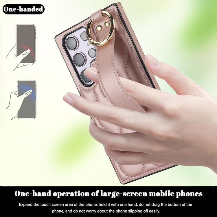 For Samsung Galaxy S23 Ultra Non-slip Full Coverage Ring PU Phone Case with Wristband(Rose Gold) - free shipping - PMC TechLife - Order now!