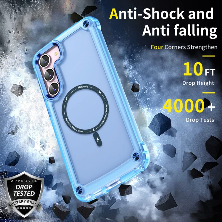 For Samsung Galaxy S22 5G Skin Feel TPU + PC MagSafe Magnetic Phone Case(Transparent Blue) - Galaxy S22 5G Cases by PMC TechLife | Online Shopping South Africa | PMC TechLife