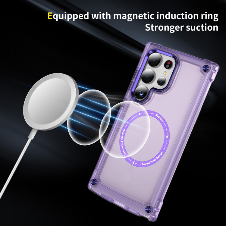 For Samsung Galaxy S24 Ultra 5G Skin Feel TPU + PC MagSafe Magnetic Phone Case(Transparent Purple) - Galaxy S24 Ultra 5G Cases by PMC TechLife | Online Shopping South Africa | PMC TechLife