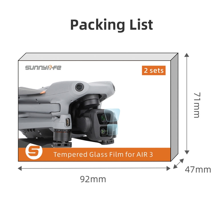 For DJI Air 3 Sunnylife Lens Protector Tempered Glass Combo Protective Films, Quantity:2 Sets - Other by Sunnylife | Online Shopping South Africa | PMC TechLife | Buy Now Pay Later Mobicred