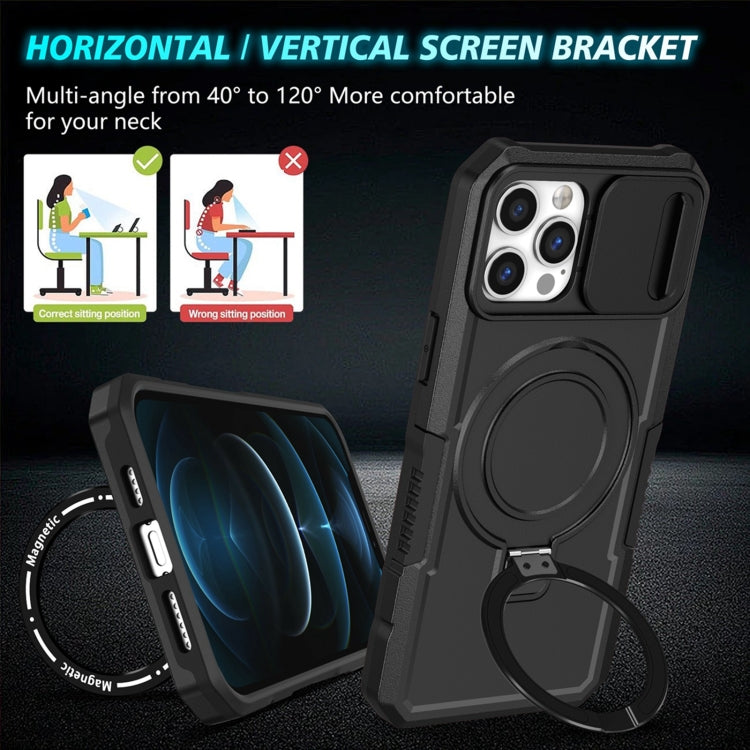 For iPhone 12 Pro Max Sliding Camshield MagSafe Holder TPU Hybrid PC Phone Case(Black) - free shipping - PMC TechLife - Order now!
