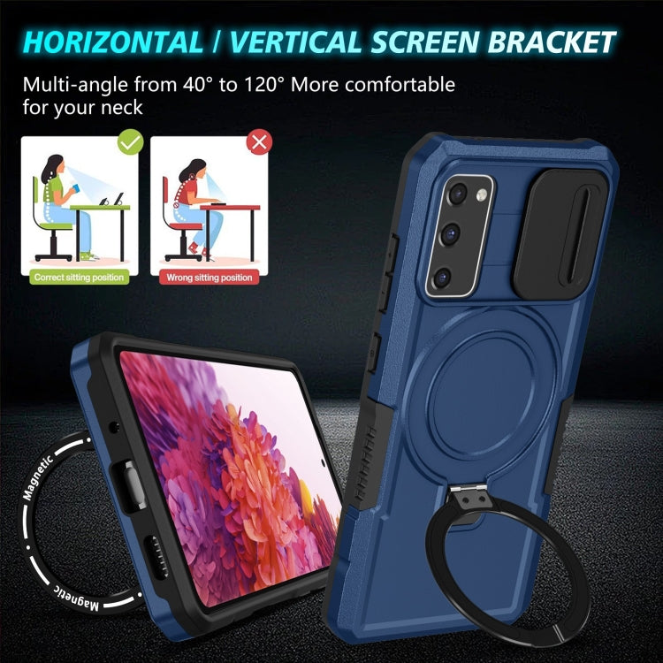 For Samsung Galaxy S20 FE Sliding Camshield Magsafe Holder TPU Hybrid PC Phone Case(Royal Blue) - Galaxy Phone Cases by PMC TechLife | Online Shopping South Africa | PMC TechLife
