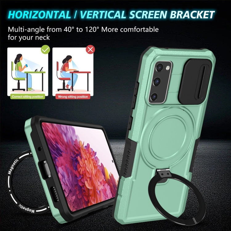 For Samsung Galaxy S20 FE Sliding Camshield Magsafe Holder TPU Hybrid PC Phone Case(Light Blue) - Galaxy Phone Cases by PMC TechLife | Online Shopping South Africa | PMC TechLife