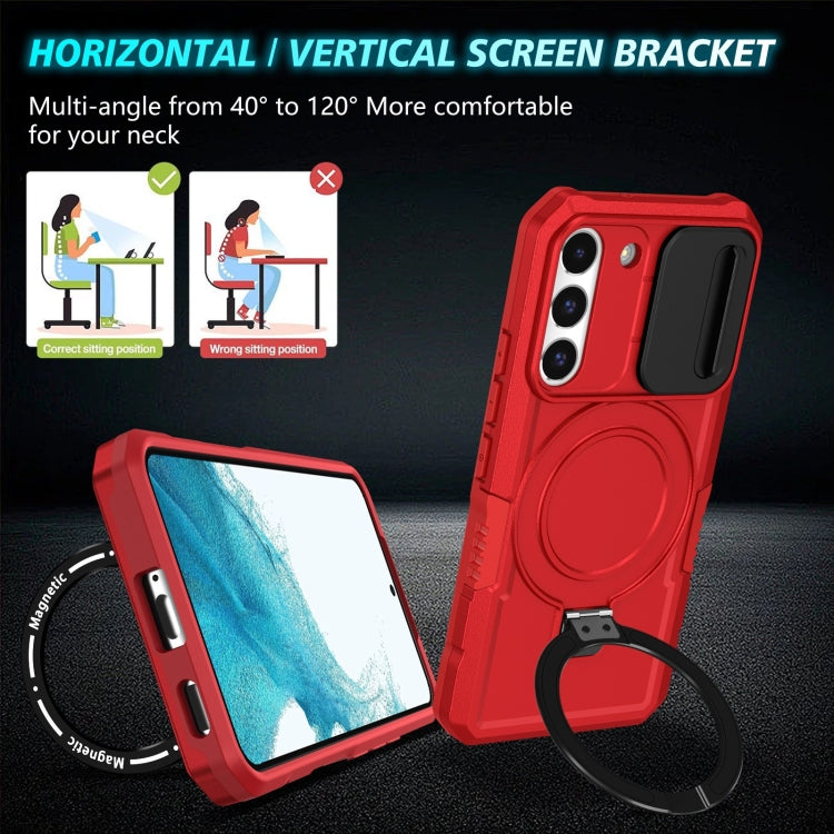 For Samsung Galaxy S22 5G Sliding Camshield Magsafe Holder TPU Hybrid PC Phone Case(Red) - Galaxy Phone Cases by PMC TechLife | Online Shopping South Africa | PMC TechLife