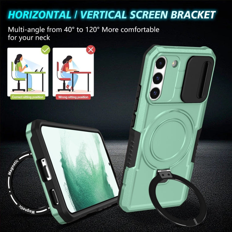 For Samsung Galaxy S22+ 5G Sliding Camshield Magsafe Holder TPU Hybrid PC Phone Case(Light Blue) - Galaxy S22+ 5G Cases by PMC TechLife | Online Shopping South Africa | PMC TechLife | Buy Now Pay Later Mobicred