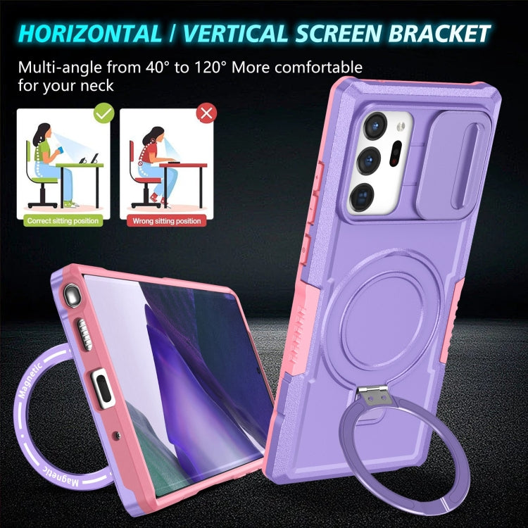 For Samsung Galaxy Note20 Ultra Sliding Camshield Magsafe Holder TPU Hybrid PC Phone Case(Pink Purple) - Galaxy Note20 Ultra Cases by PMC TechLife | Online Shopping South Africa | PMC TechLife