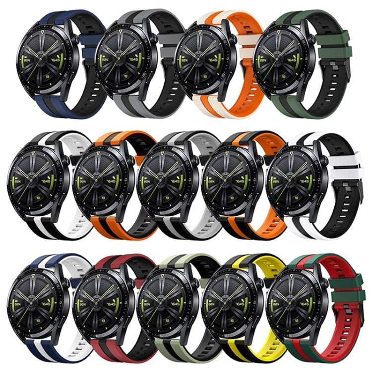 For Huawei Watch GT 3 / GT 3 Pro Vertical Two Color Silicone Watch Band(Black+White) - Watch Bands by PMC TechLife | Online Shopping South Africa | PMC TechLife
