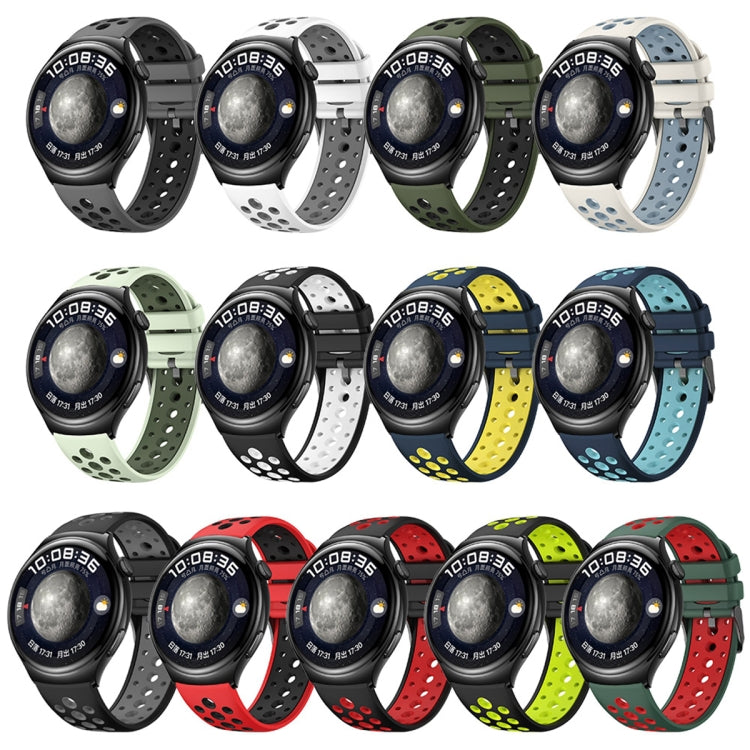 For Huawei Watch 4 Two Color Round Hole Silicone Watch Band(Dark Green Red) - Watch Bands by PMC TechLife | Online Shopping South Africa | PMC TechLife