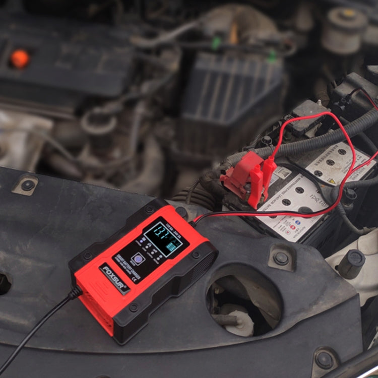 FOXSUR 12V-24V Car Motorcycle Repair Battery Charger AGM Charger Color:Red(EU Plug) - free shipping - PMC TechLife - Order now!