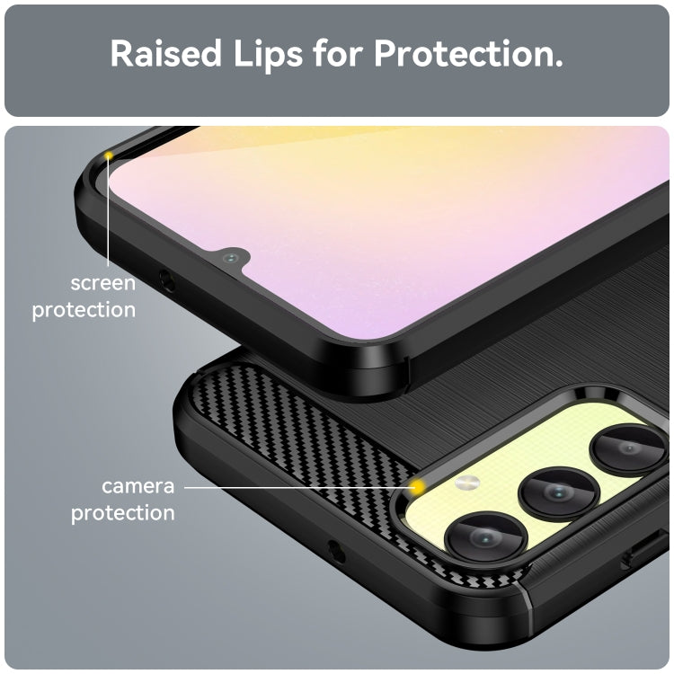 For Samsung Galaxy A25 5G Brushed Texture Carbon Fiber TPU Phone Case(Black) - Galaxy Phone Cases by PMC TechLife | Online Shopping South Africa | PMC TechLife | Buy Now Pay Later Mobicred