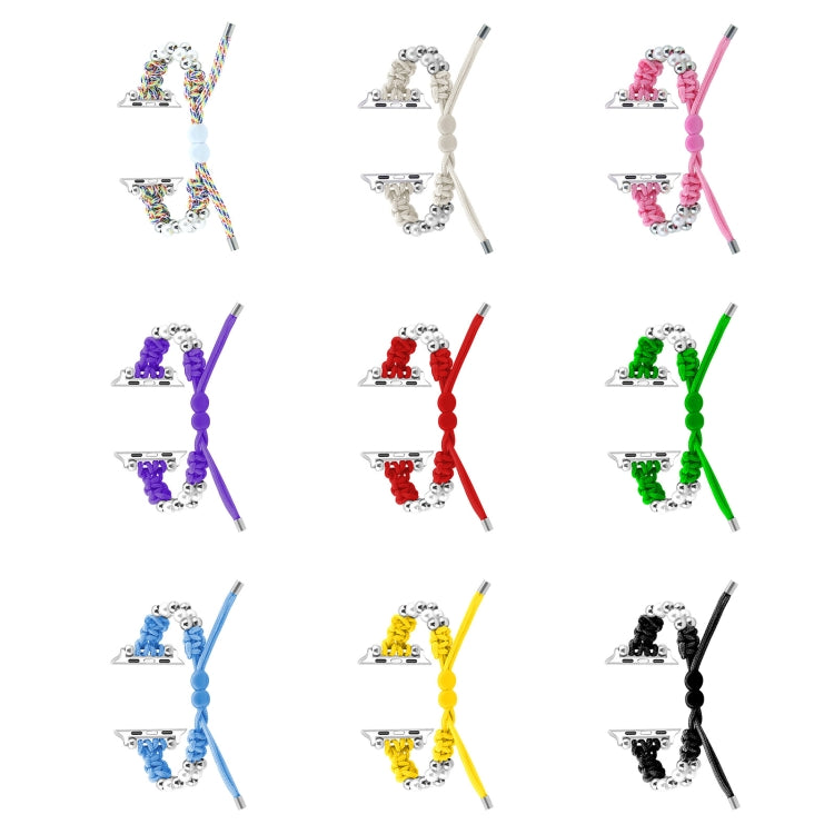 For Apple Watch Series 6 40mm Paracord Row Beads Drawstring Braided Watch Band(Green) - Watch Bands by PMC TechLife | Online Shopping South Africa | PMC TechLife