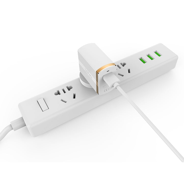 LDNIO A1302Q 2 in 1 18W QC3.0 USB Interface Grid Shape Travel Charger Mobile Phone Charger with 8 Pin Data Cable, UK Plug - free shipping - PMC TechLife - Order now!