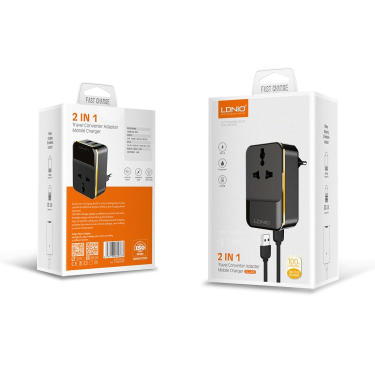 LDNIO SC1205 Universal Conversion Socket + QC3.0 USB + USB Interfaces Multifunction Travel Charger Mobile Phone Charger, EU Plug - USB Charger by LDNIO | Online Shopping South Africa | PMC TechLife | Buy Now Pay Later Mobicred