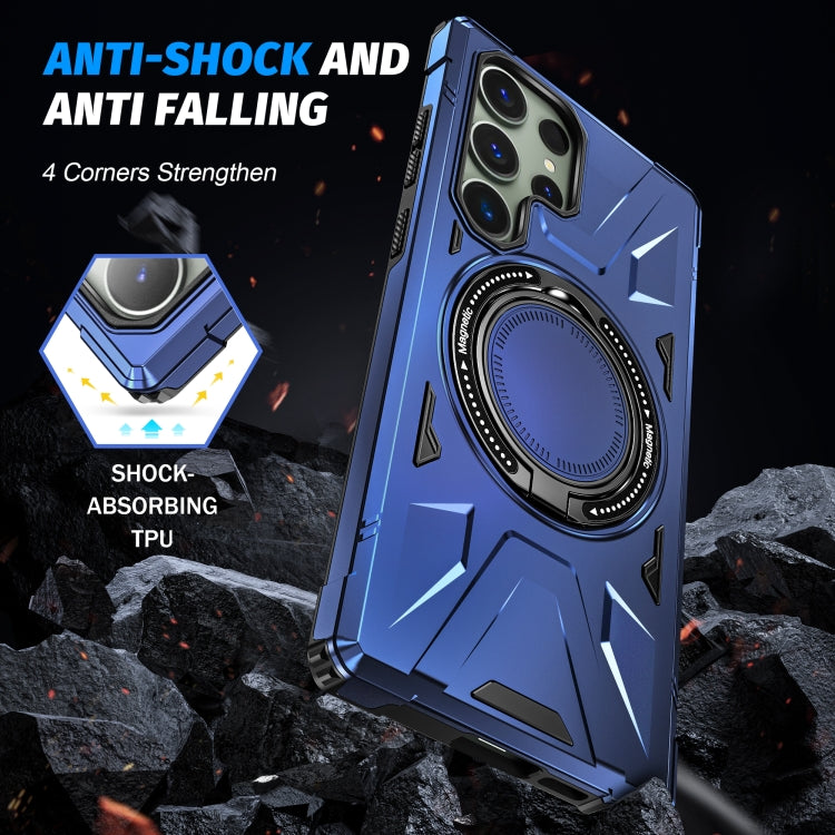 For Samsung Galaxy S24 Ultra 5G MagSafe Magnetic Shockproof Phone Case with Ring Holder(Navy Blue) - Galaxy S24 Ultra 5G Cases by PMC TechLife | Online Shopping South Africa | PMC TechLife