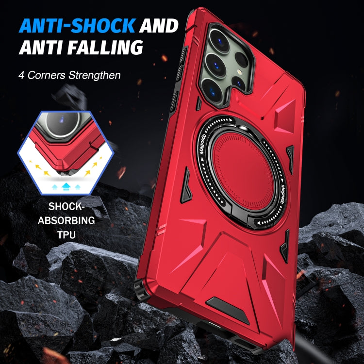 For Samsung Galaxy S24 Ultra 5G MagSafe Magnetic Shockproof Phone Case with Ring Holder(Red) - Galaxy S24 Ultra 5G Cases by PMC TechLife | Online Shopping South Africa | PMC TechLife