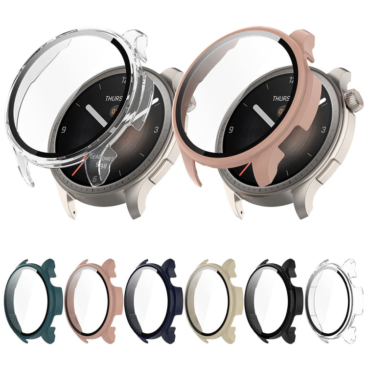 For Amazfit Balance A2286 PC + Tempered Film Integrated Watch Protective Case(Pink) - Watch Cases by PMC TechLife | Online Shopping South Africa | PMC TechLife
