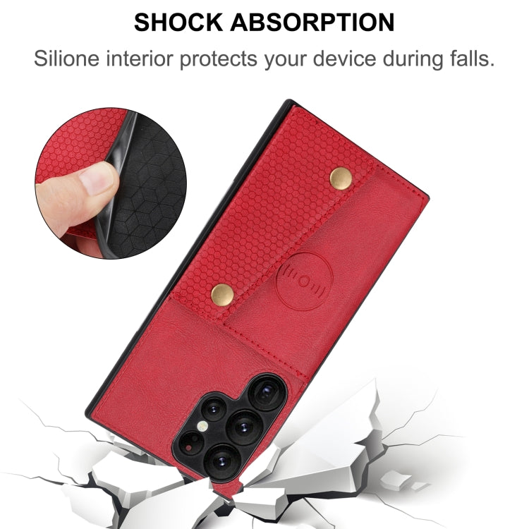 For Samsung Galaxy S24 Ultra 5G Double Buckle Card Slots Magnetic Phone Case(Red) - Galaxy S24 Ultra 5G Cases by PMC TechLife | Online Shopping South Africa | PMC TechLife | Buy Now Pay Later Mobicred