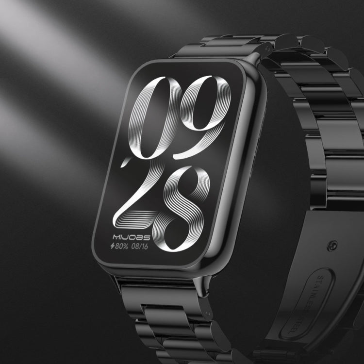 For Xiaomi Smart Band 9 Pro / 8 Pro Mijobs Three Beads Stainless Steel Watch Band(Rose Gold) - Watch Bands by MIJOBS | Online Shopping South Africa | PMC TechLife | Buy Now Pay Later Mobicred