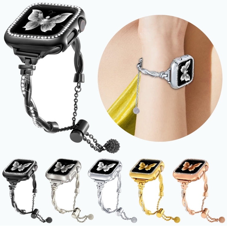 For Apple Watch 38mm Twist Bracelet Diamond Metal Watch Band(Silver) - free shipping - PMC TechLife - Order now!