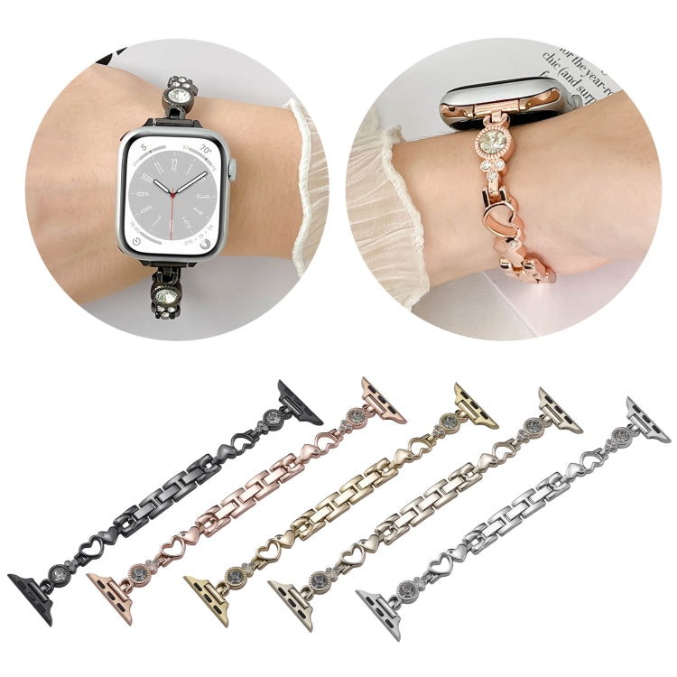 For Apple Watch Series 3 42mm Diamond Hearts Metal Chain Watch Band(Silver) - free shipping - PMC TechLife - Order now!