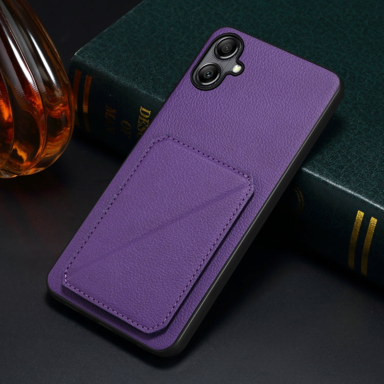 For Samsung Galaxy S24 5G Denior Imitation Calf Leather Back Phone Case with Holder(Purple) - Galaxy S24 5G Cases by Denior | Online Shopping South Africa | PMC TechLife | Buy Now Pay Later Mobicred