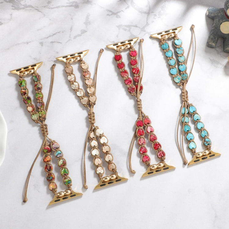 For Apple Watch Series 3 42mm Heart Stones Drawstring Chain Watch Band(Blue) - free shipping - PMC TechLife - Order now!