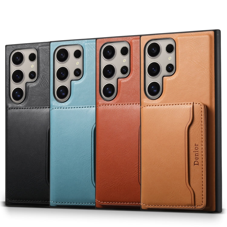 For Samsung Galaxy S23 Ultra 5G Denior Cowhide Texture Leather MagSafe Detachable Wallet Phone Case(Khaki) - Galaxy S23 Ultra 5G Cases by Denior | Online Shopping South Africa | PMC TechLife