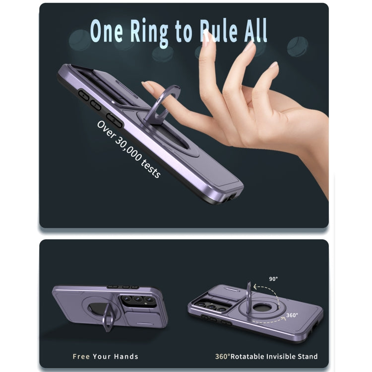 For Samsung Galaxy S23 FE 5G Camshield MagSafe Ring Holder Armor Phone Case(Puple) - Galaxy S23 FE 5G Cases by PMC TechLife | Online Shopping South Africa | PMC TechLife