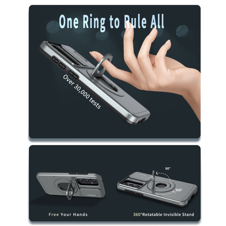 For Samsung Galaxy S23 5G Camshield MagSafe Ring Holder Armor Phone Case(Titanium Grey) - Galaxy S23 5G Cases by PMC TechLife | Online Shopping South Africa | PMC TechLife