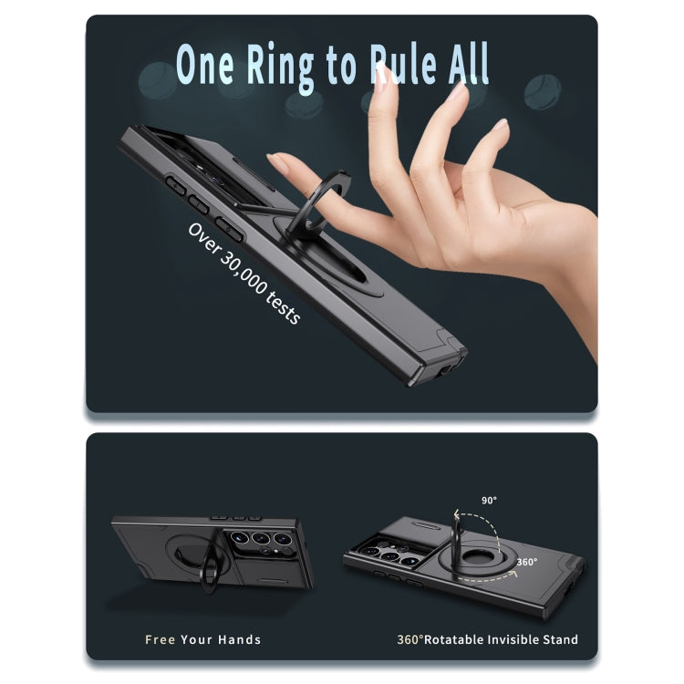 For Samsung Galaxy S22 Ultra 5G Camshield MagSafe Ring Holder Armor Phone Case(Black) - free shipping - PMC TechLife - Order now!