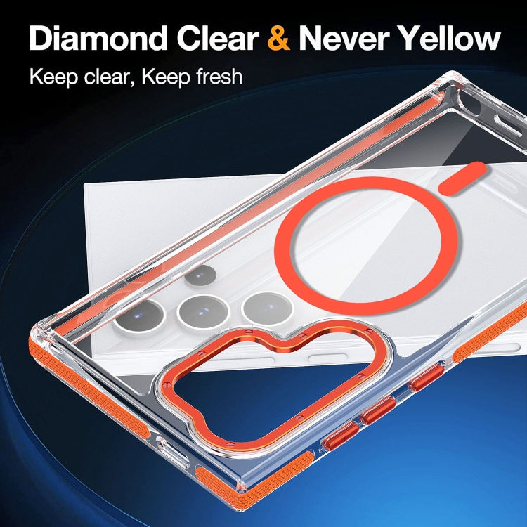For Samsung Galaxy S24+ 5G Dual-Color Clear Acrylic Hybrid TPU MagSafe Phone Case(Orange) - Galaxy S24+ 5G Cases by PMC TechLife | Online Shopping South Africa | PMC TechLife