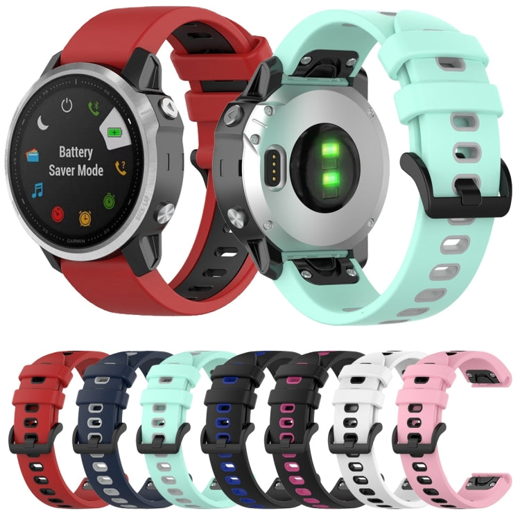 Compatible with Garmin Fenix 6S Two-color Silicone Watch Band(White Black) - Watch Bands by PMC TechLife | Online Shopping South Africa | PMC TechLife | Buy Now Pay Later Mobicred