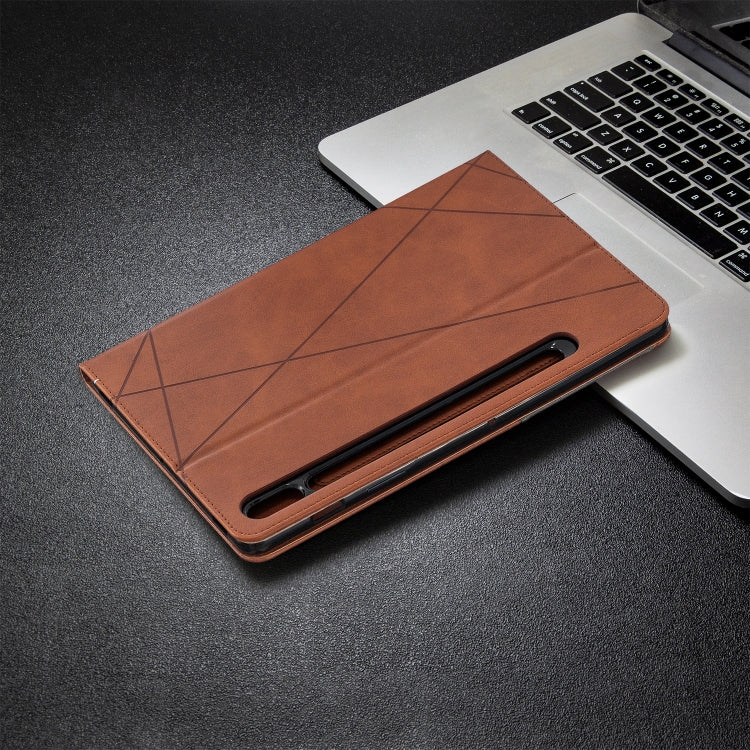 For Samsung Galaxy Tab S8 / Galaxy Tab S7 T870 Rhombus Texture Horizontal Flip Magnetic Leather Case with Holder & Card Slots(Brown) - free shipping - PMC TechLife - Order now!