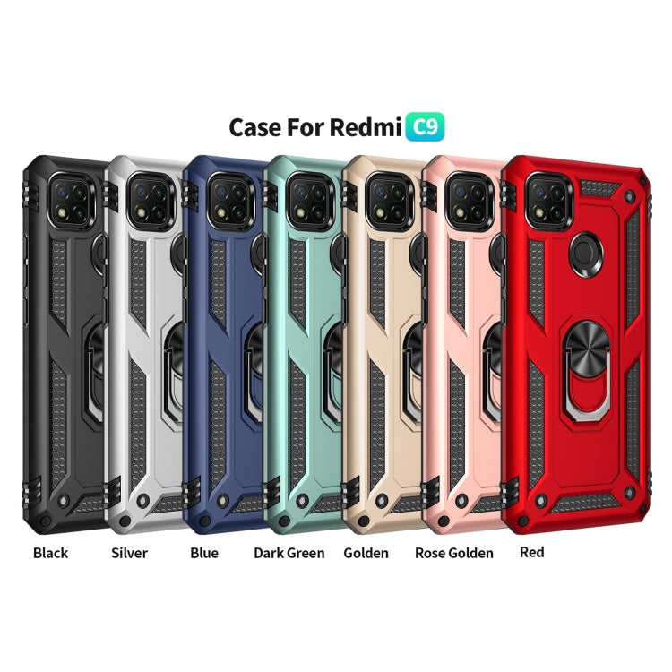 For Xiaomi Redmi 9C Shockproof TPU + PC Protective Case with 360 Degree Rotating Holder(Black) - Xiaomi Cases by PMC TechLife | Online Shopping South Africa | PMC TechLife | Buy Now Pay Later Mobicred